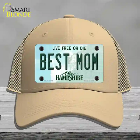 Best Mom New Hampshire State Novelty License Plate Hat Mesh / Khaki