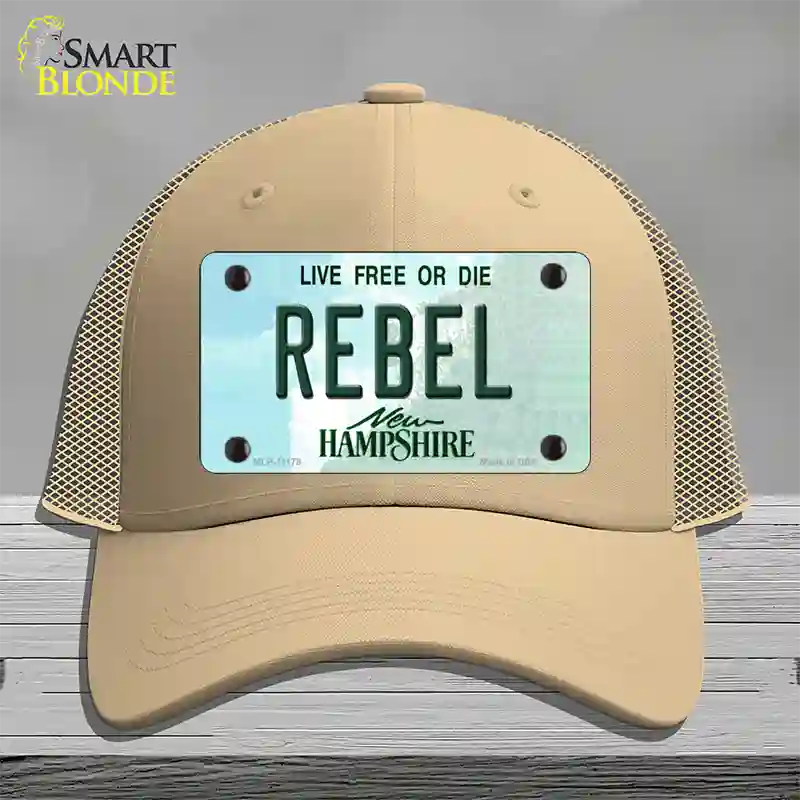 Rebel New Hampshire State Novelty License Plate Hat Mesh / Khaki