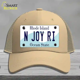 N Joy RI Rhode Island State Novelty License Plate Hat Mesh / Khaki