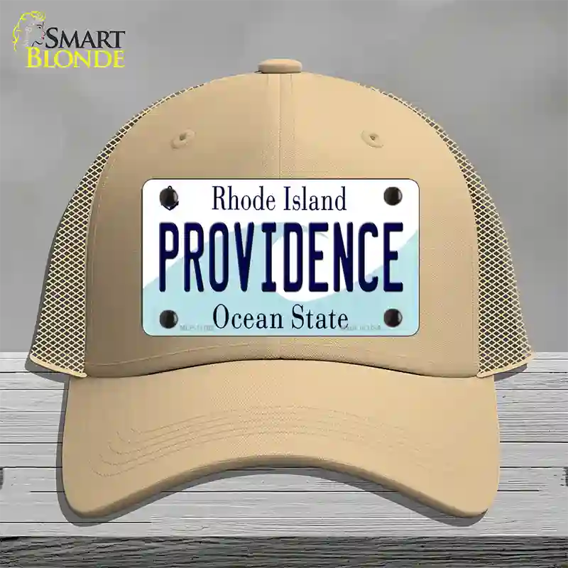 Providence Rhode Island State Novelty License Plate Hat Mesh / Khaki