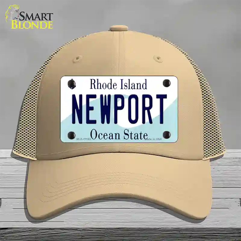 New Port Rhode Island State Novelty License Plate Hat Mesh / Khaki