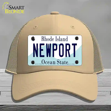 New Port Rhode Island State Novelty License Plate Hat Mesh / Khaki