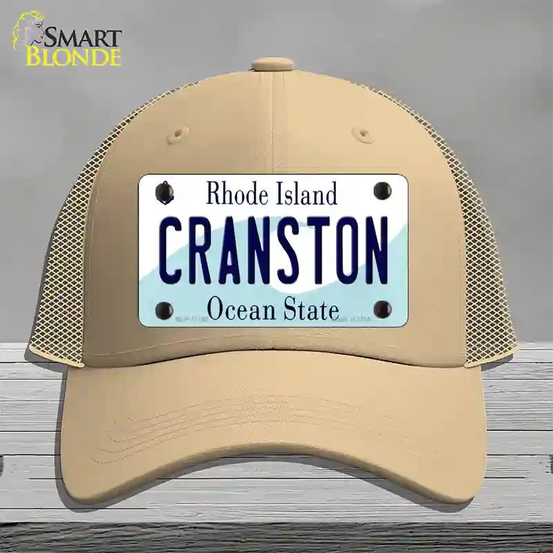 Cranston Rhode Island State Novelty License Plate Hat Mesh / Khaki