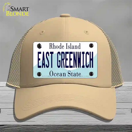 East Greenwich Rhode Island State Novelty License Plate Hat Mesh / Khaki