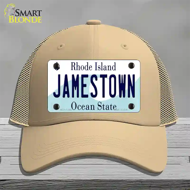 Jamestown Rhode Island State Novelty License Plate Hat Mesh / Khaki