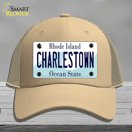 Charlestown Rhode Island State Novelty License Plate Hat Mesh / Khaki