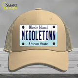 Middletown Rhode Island State Novelty License Plate Hat Mesh / Khaki