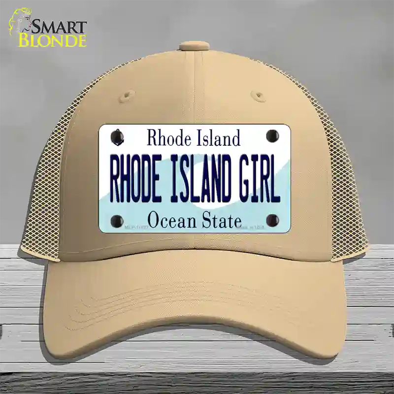 Rhode Island Girl Rhode Island State Novelty License Plate Hat Mesh / Khaki