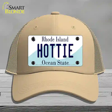 Hottie Rhode Island State Novelty License Plate Hat Mesh / Khaki