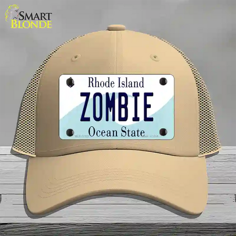 Zombie Rhode Island State Novelty License Plate Hat Mesh / Khaki