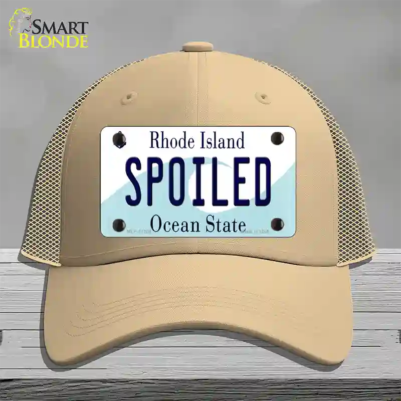 Spoiled Rhode Island State Novelty License Plate Hat Mesh / Khaki