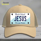 Jesus Rhode Island State Novelty License Plate Hat Mesh / Khaki