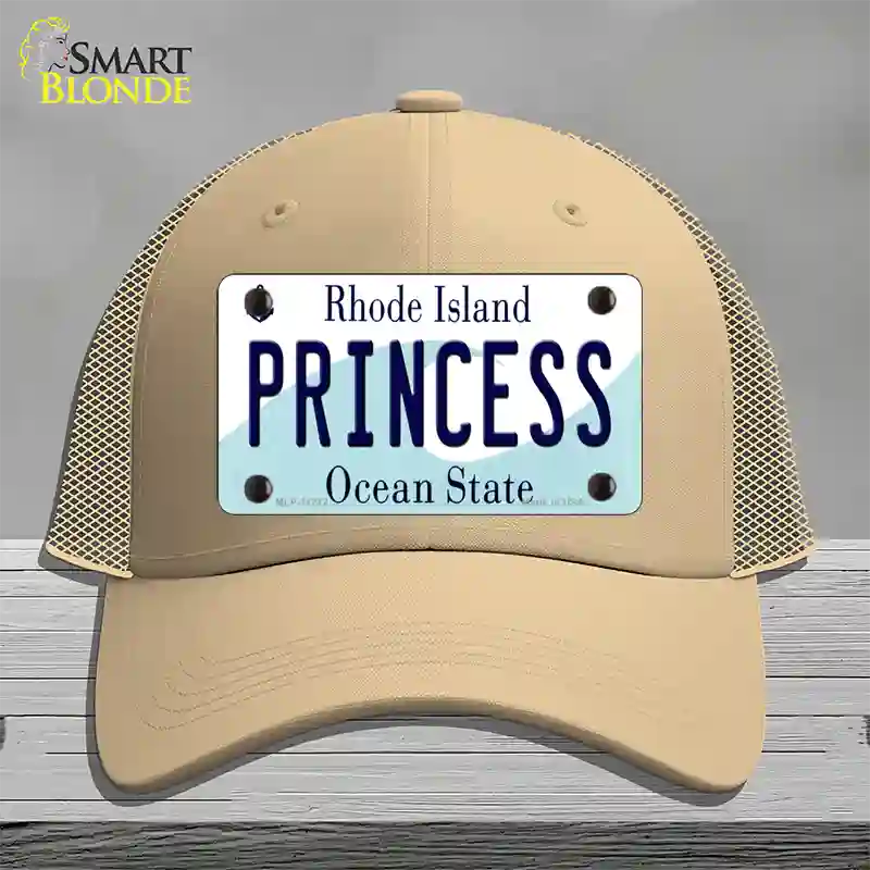 Princess Rhode Island State Novelty License Plate Hat Mesh / Khaki