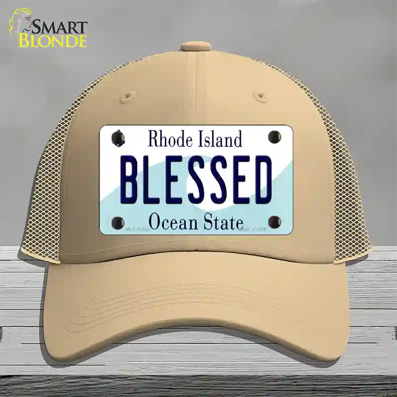 Blessed Rhode Island State Novelty License Plate Hat Mesh / Khaki