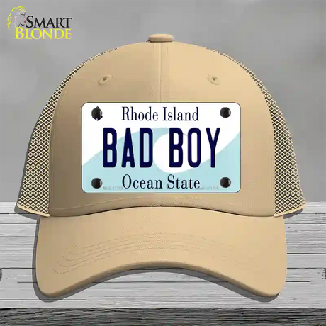 Bad Boy Rhode Island State Novelty License Plate Hat Mesh / Khaki