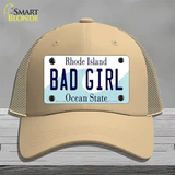 Bad Girl Rhode Island State Novelty License Plate Hat Mesh / Khaki