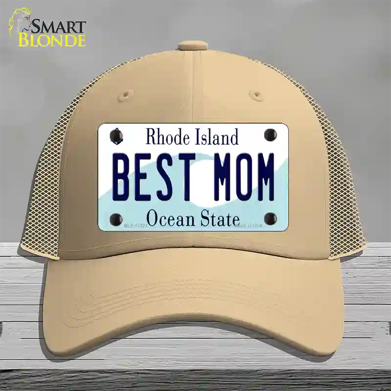 Best Mom Rhode Island State Novelty License Plate Hat Mesh / Khaki