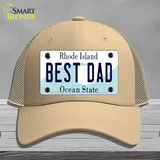 Best Dad Rhode Island State Novelty License Plate Hat Mesh / Khaki