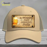 No Working During Drinking Hours Novelty License Plate Hat Mesh / Khaki