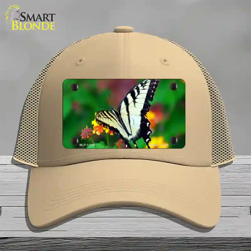 Butterfly Black and White Novelty License Plate Hat Mesh / Khaki