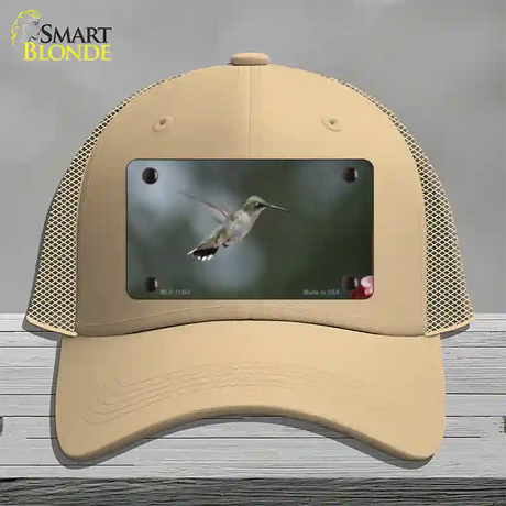 Hummingbird In Flight Novelty License Plate Hat Mesh / Khaki