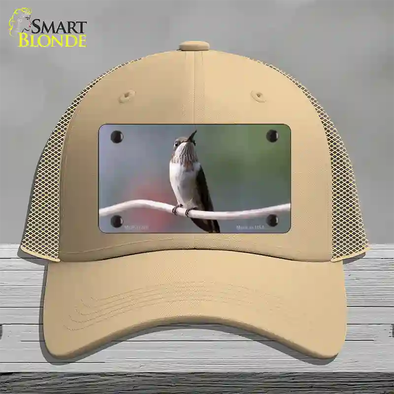 Hummingbird Perched On Branch Novelty License Plate Hat Mesh / Khaki