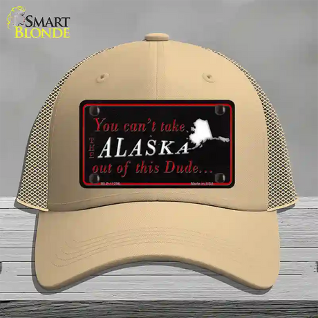 Alaska Dude Novelty License Plate Hat Mesh / Khaki