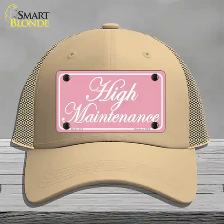 High Maintenance Novelty License Plate Hat Mesh / Khaki