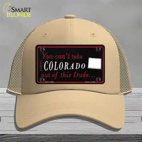 Colorado Dude Novelty License Plate Hat Mesh / Khaki