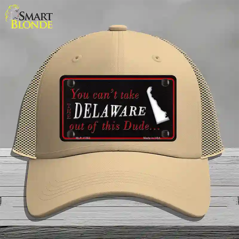 Delaware Dude Novelty License Plate Hat Mesh / Khaki