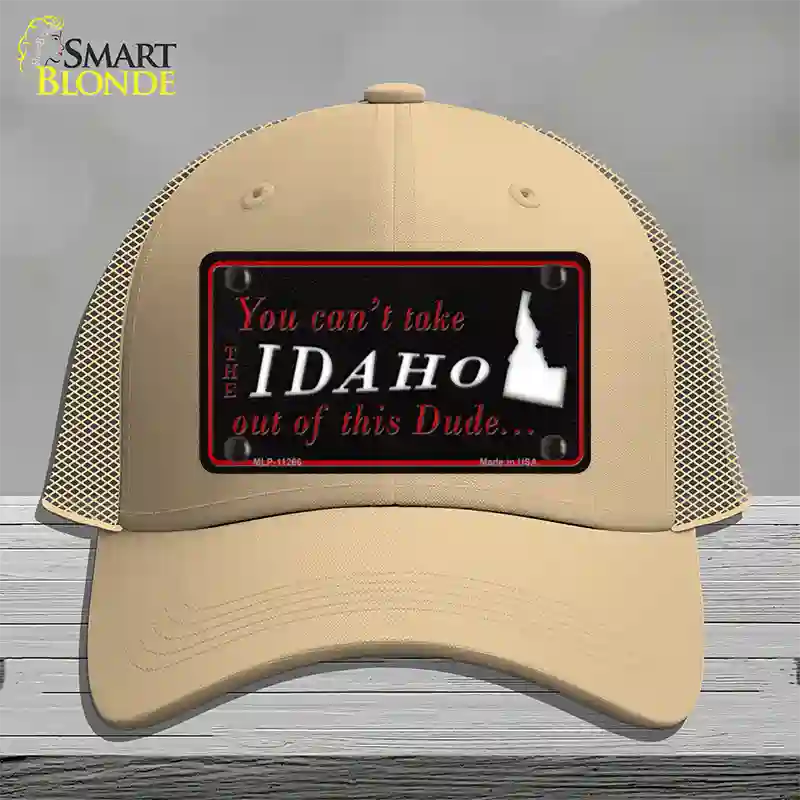 Idaho Dude Novelty License Plate Hat Mesh / Khaki