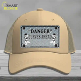 Danger Curves Ahead Novelty License Plate Hat Mesh / Khaki