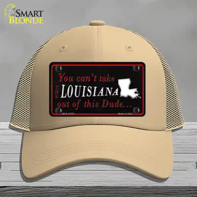 Louisiana Dude Novelty License Plate Hat Mesh / Khaki