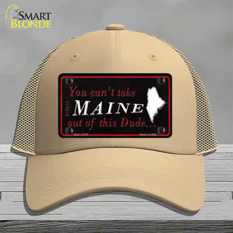 Maine Dude Novelty License Plate Hat Mesh / Khaki