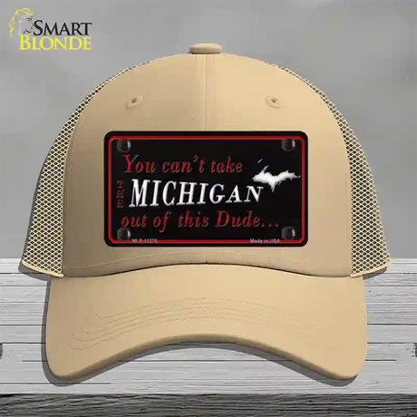 Michigan Dude Novelty License Plate Hat Mesh / Khaki