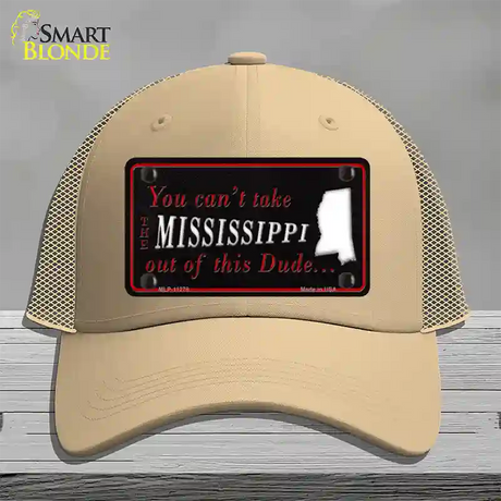 Mississippi Dude Novelty License Plate Hat Mesh / Khaki