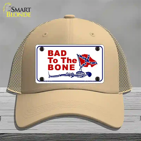 Bad To The Bone Novelty License Plate Hat Mesh / Khaki