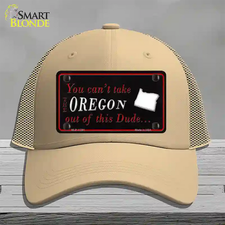 Oregon Dude Novelty License Plate Hat Mesh / Khaki