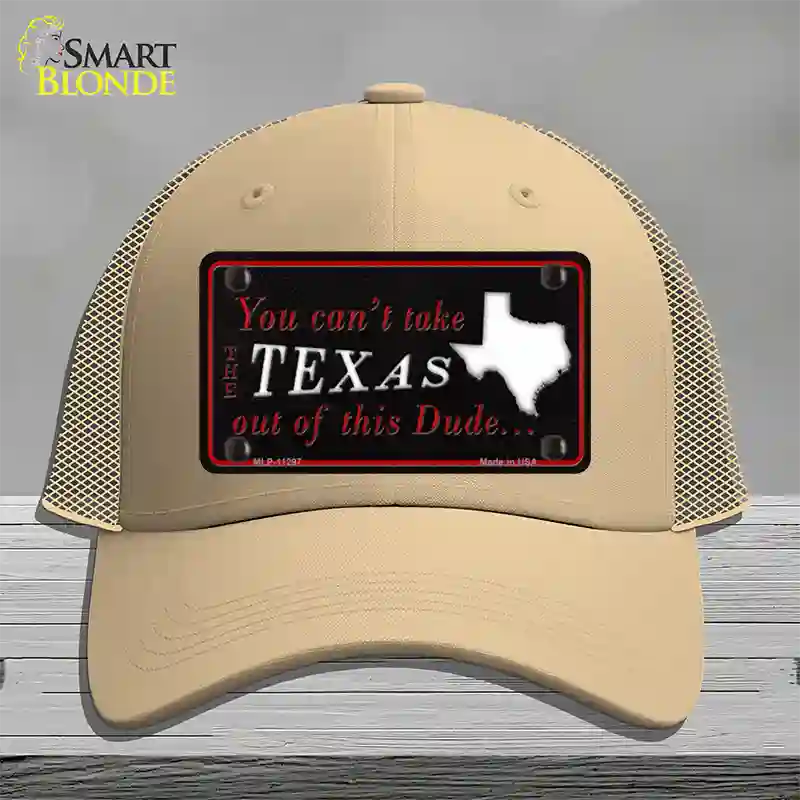 Texas Dude Novelty License Plate Hat Mesh / Khaki