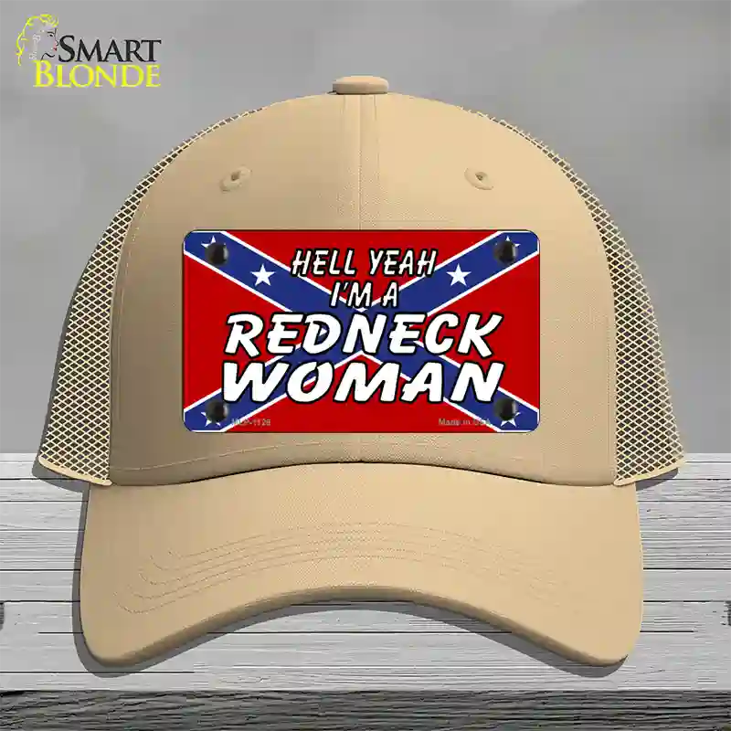 Redneck Woman Novelty License Plate Hat Mesh / Khaki