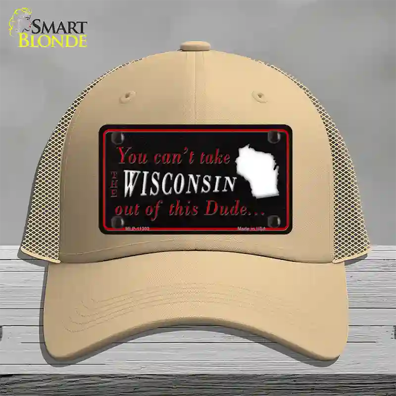 Wisconsin Dude Novelty License Plate Hat Mesh / Khaki