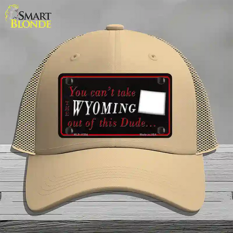 Wyoming Dude Novelty License Plate Hat Mesh / Khaki