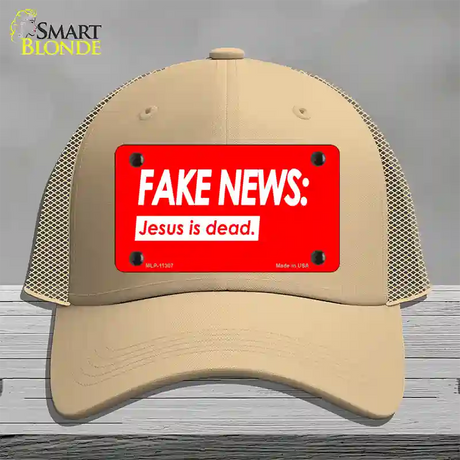 Fake News Jesus Is Dead Novelty License Plate Hat Mesh / Khaki