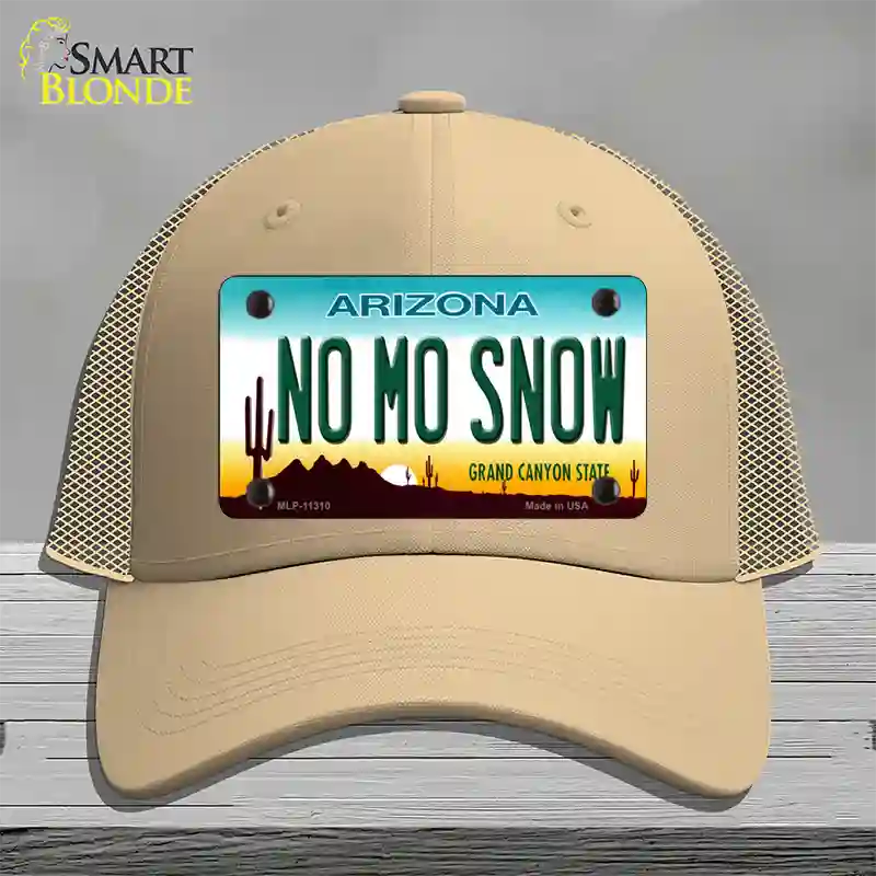 No Mo Snow Novelty License Plate Hat Mesh / Khaki