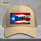 Adjuntas Puerto Rico Flag Novelty License Plate Hat Mesh / Khaki