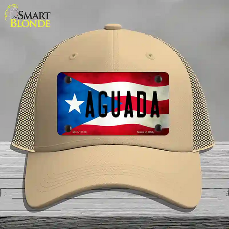 Aguada Puerto Rico Flag Novelty License Plate Hat Mesh / Khaki