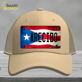 Arecibo Puerto Rico Flag Novelty License Plate Hat Mesh / Khaki