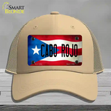 Cabo Rojo Puerto Rico Flag Novelty License Plate Hat Mesh / Khaki