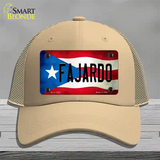 Fajardo Puerto Rico Flag Novelty License Plate Hat Mesh / Khaki