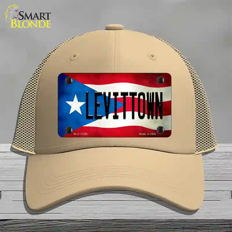 Levittown Puerto Rico Flag Novelty License Plate Hat Mesh / Khaki